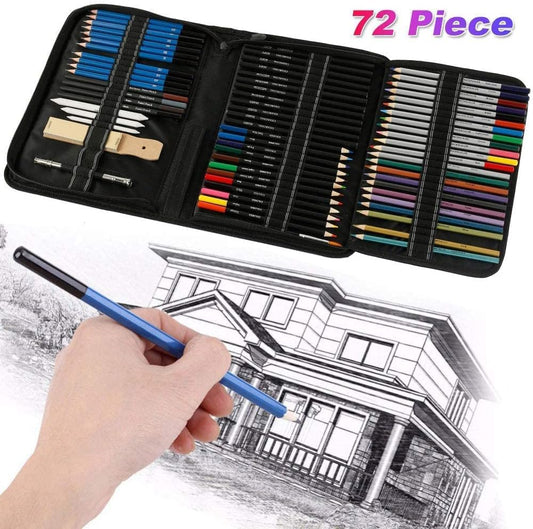 72 Pieces Professional Drawing Kit – Complete Sketching & Art Set for Beginners & Artists