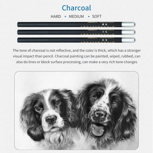 28 Pieces Professional Drawing Kit | Sketching & Charcoal Pencil Set for Artists
