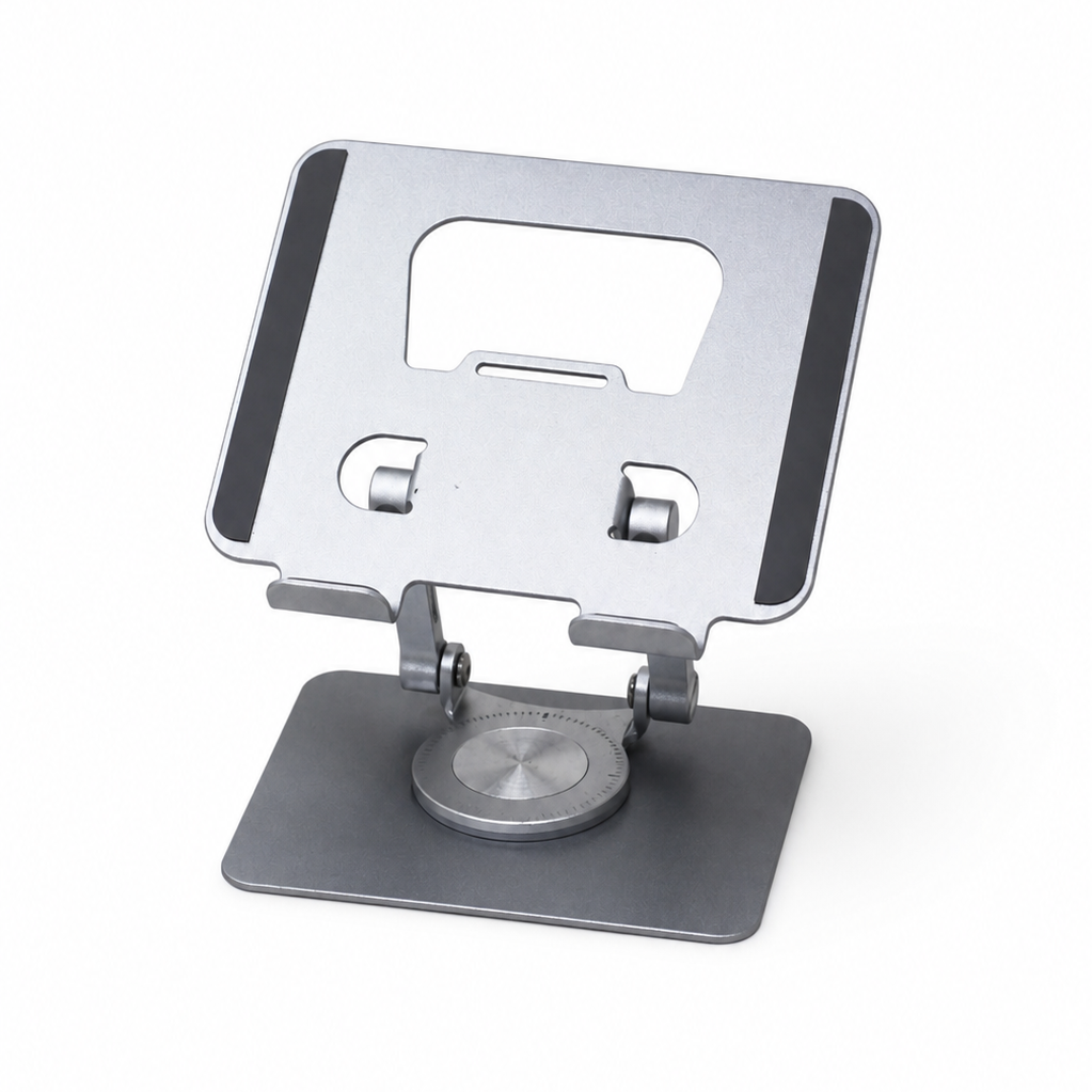 J18 360° Rotatable Tablet Stand – Adjustable Aluminum Desk Holder for iPad & Mobile