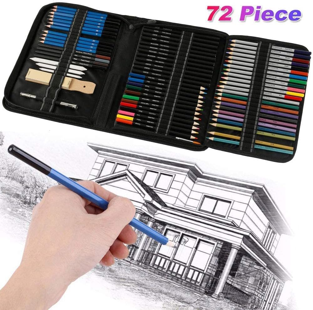 72 Pieces Professional Drawing Kit – Complete Sketching & Art Set for Beginners & Artists