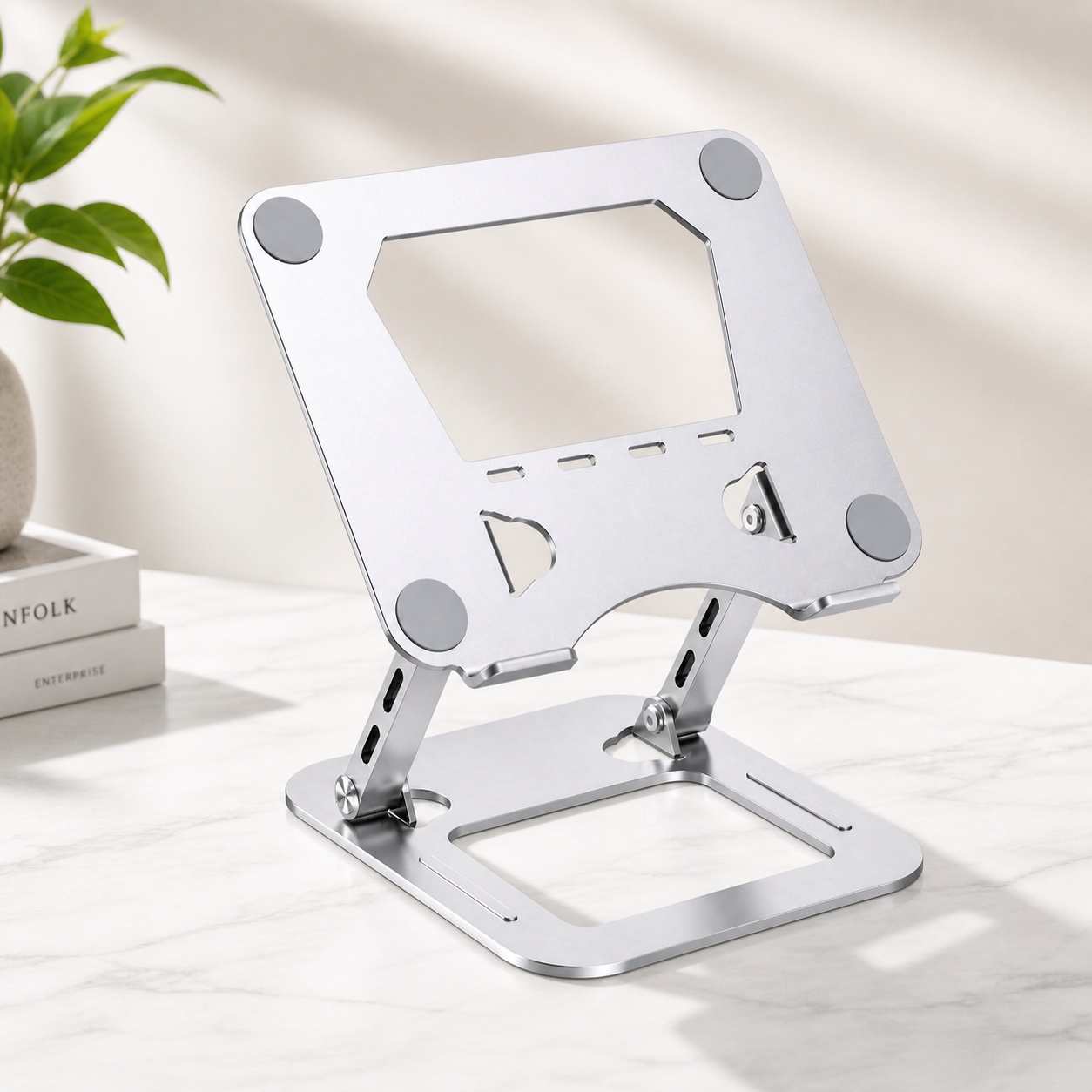 J22 Adjustable Aluminum Laptop Stand – Foldable, Ergonomic & Heat Dissipation Design