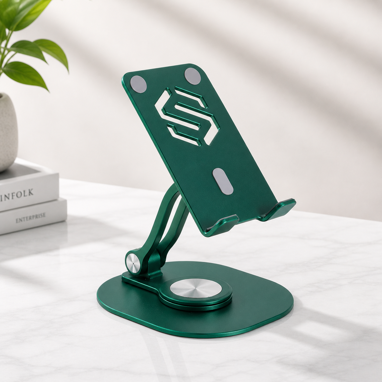 360° Rotatable Mobile & iPad Stand – Adjustable Aluminum Desk Holder for Phones & Tablets