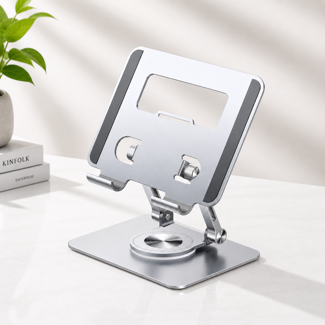 J23 360° Rotatable Tablet Stand – Adjustable Aluminum Desk Holder for iPad & Tablets