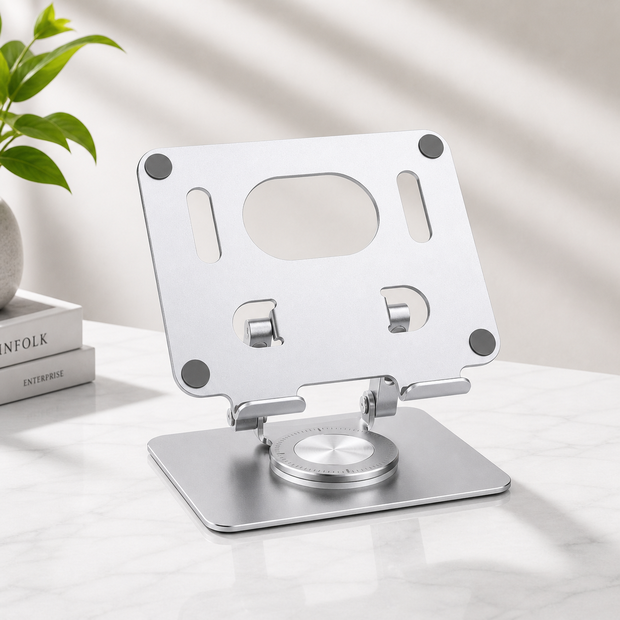 J18 360° Rotatable Tablet Stand – Adjustable Aluminum Desk Holder for iPad & Mobile