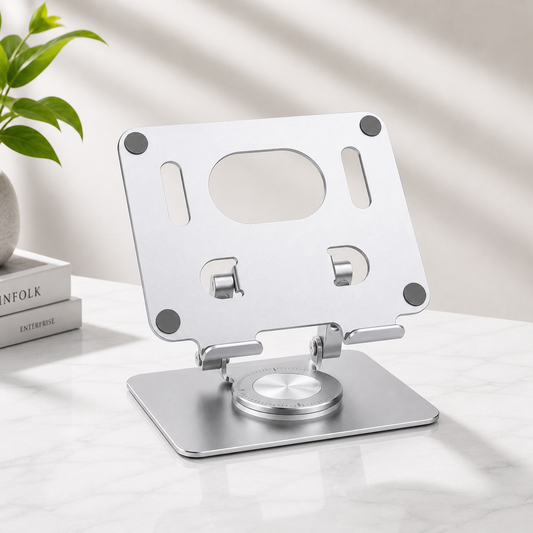 J18 360° Rotatable Tablet Stand – Adjustable Aluminum Desk Holder for iPad & Mobile