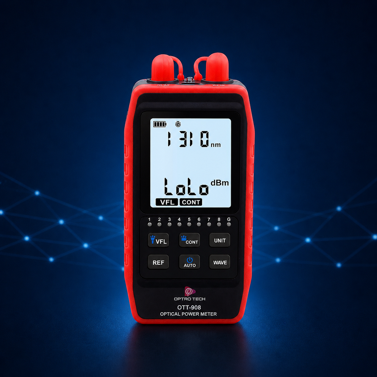 optical power meter, fiber optic tester, FTTH tools, VFL power meter, fiber signal tester, Optrotech OTT-908, optical testing device