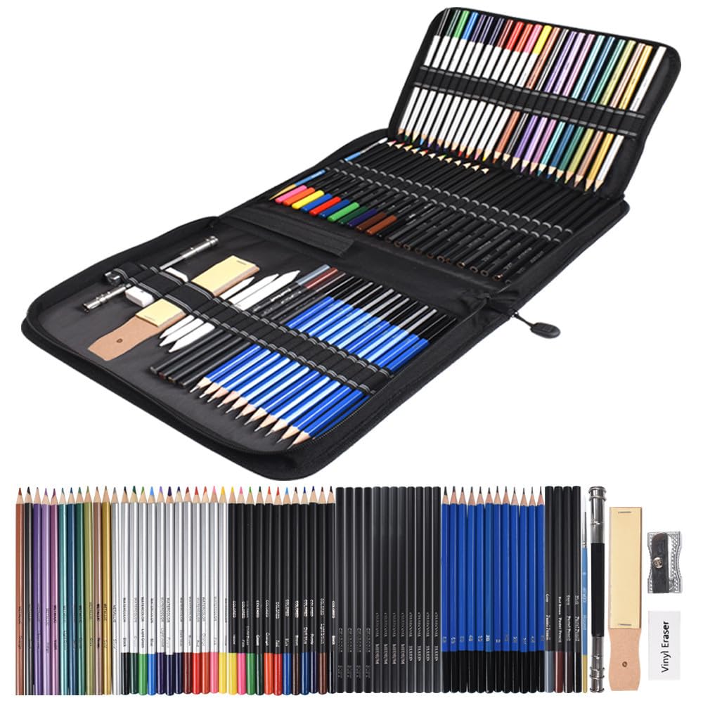 72 Pieces Professional Drawing Kit – Complete Sketching & Art Set for Beginners & Artists
