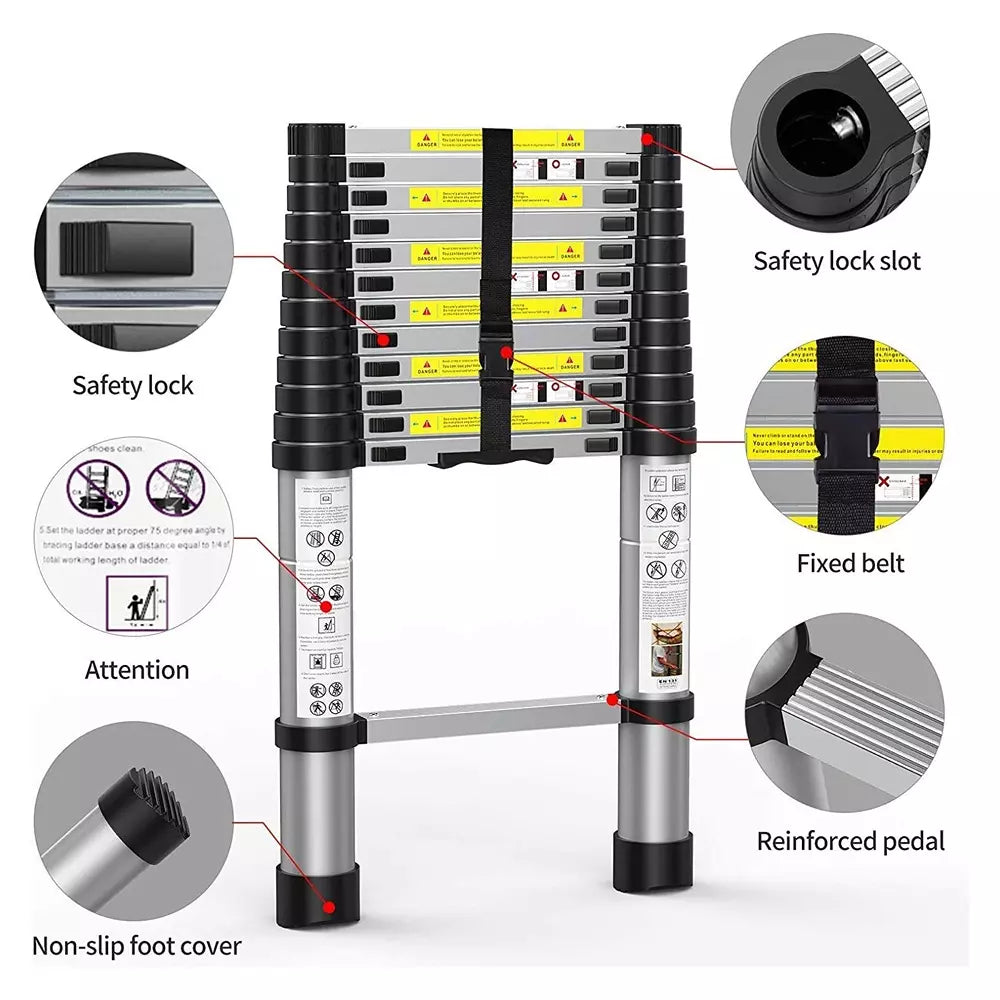 Aluminium Telescopic Ladder Multipurpose Step Ladder for Home & Outdoor