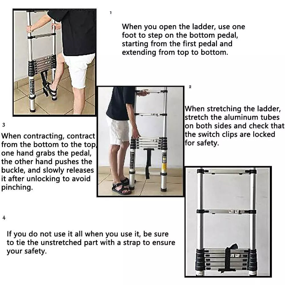 Aluminium Telescopic Ladder Multipurpose Step Ladder for Home & Outdoor